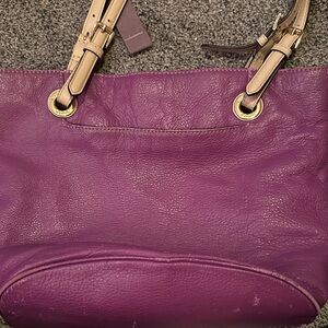 Michael Kors Purple Leather Tote with Neutral Handles